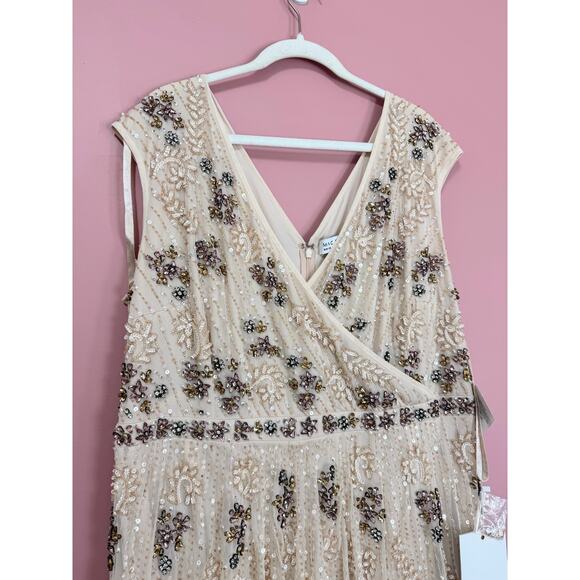 NEW NWT Mac Duggal Cap Sleeve Embellished Dress in Blush STYLE 93575 Size 20 - Picture 9 of 15